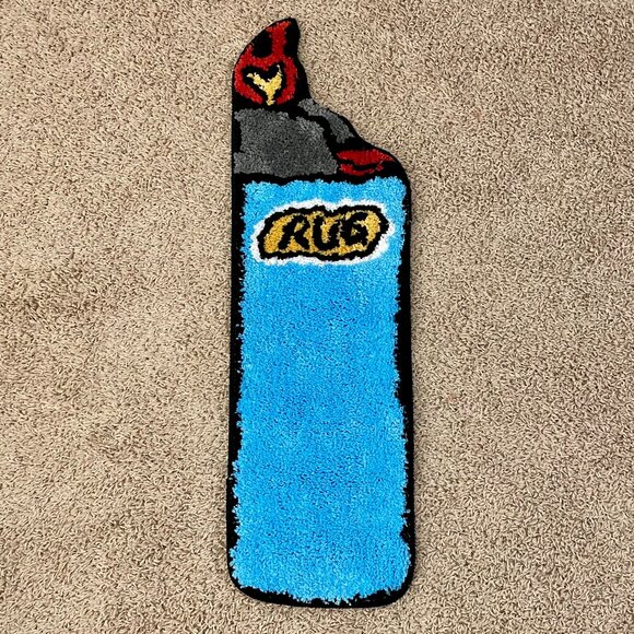 Beautiful Blue Lighter Shaped Rug!  Fun and Cute, "Lights Up" Any Room!  NWT - Picture 1 of 5